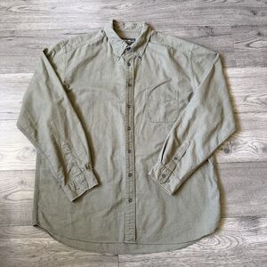 Eddie Bauer Men's Casual Green Cotton Button Down Long Sleeve Shirt Size XL Tall